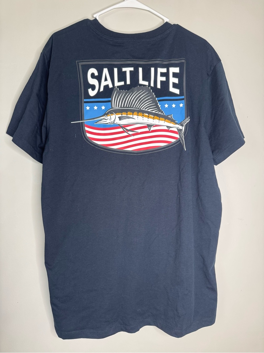 Salt Life Navy Graphic Tee - American flag Marlin